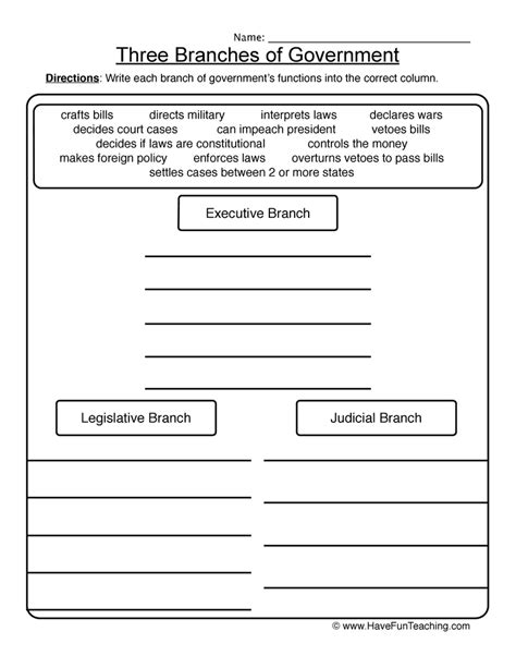 Free Printable Government Worksheets
